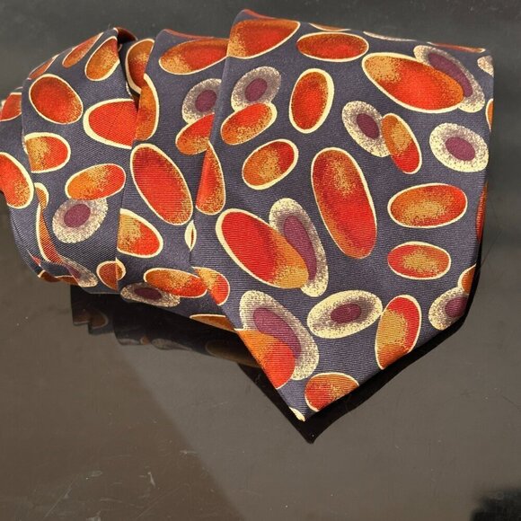 Pierre Balmain Silk Necktie Tie Bubbles Blue Purple Psy Psychedelic Orange Loud - Picture 7 of 10